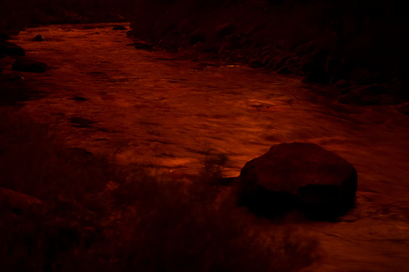 Fire Reflection on Poudre River